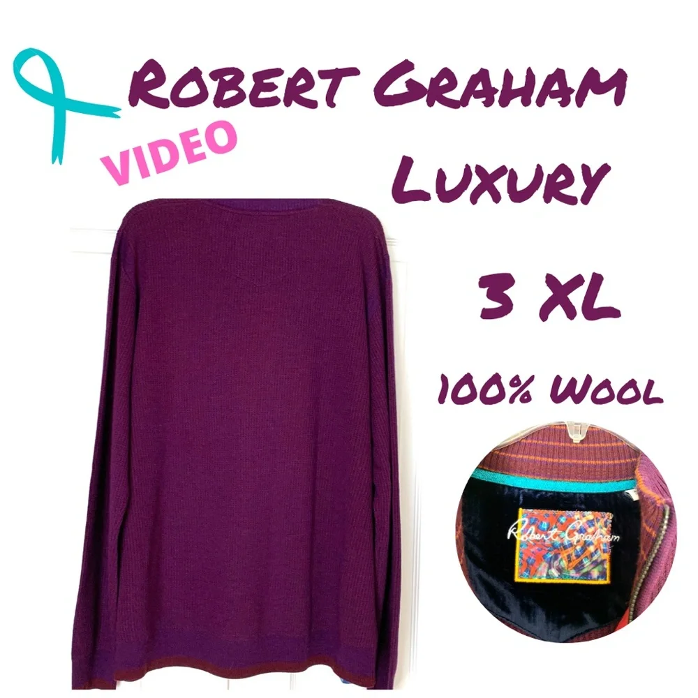 ROBERT GRAHAM Zip 100% Wool Sweater
